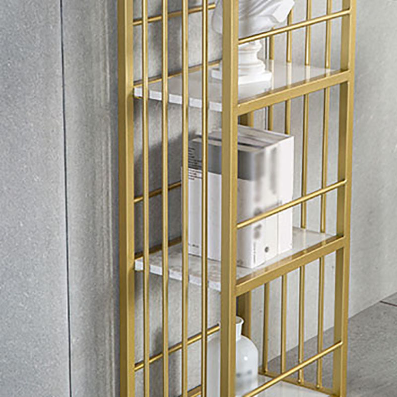 Marble Indoor Glam Bar Dining Table Gold Iron Double Pedestal Bistro Table with Shelve Clearhalo 'Bar Furniture' 'Bar Tables' 'bar_tables' 'furn' 'furn_bar_tables' 'Furniture' 'furniture_bar_tables' 'Kitchen & Dining Furniture' 'kitchen&dining_furn' 'kitchen' 4296216