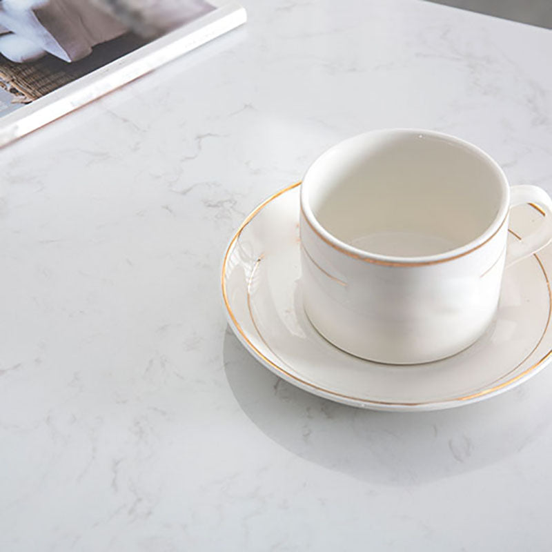 Marble Indoor Glam Bar Dining Table Gold Iron Double Pedestal Bistro Table with Shelve Clearhalo 'Bar Furniture' 'Bar Tables' 'bar_tables' 'furn' 'furn_bar_tables' 'Furniture' 'furniture_bar_tables' 'Kitchen & Dining Furniture' 'kitchen&dining_furn' 'kitchen' 4296217