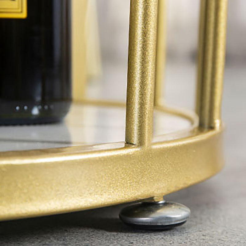 Marble Indoor Glam Bar Dining Table Gold Iron Double Pedestal Bistro Table with Shelve Clearhalo 'Bar Furniture' 'Bar Tables' 'bar_tables' 'furn' 'furn_bar_tables' 'Furniture' 'furniture_bar_tables' 'Kitchen & Dining Furniture' 'kitchen&dining_furn' 'kitchen' 4296218