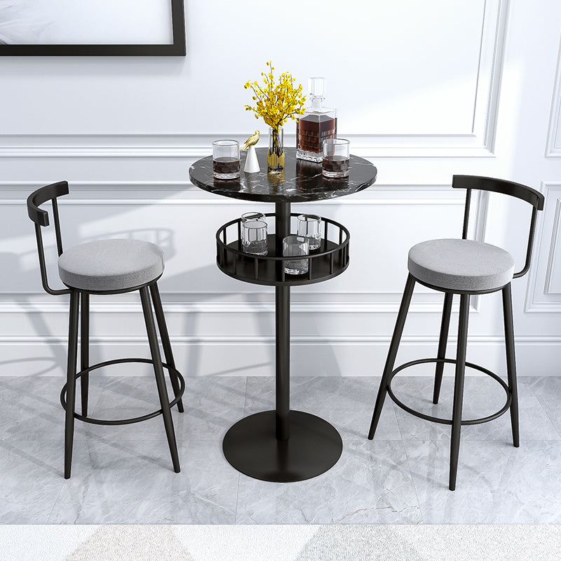 Marble Indoor Glam Bar Dining Table Iron Bistro Table with Single Pedestal Clearhalo 'Bar Furniture' 'Bar Tables' 'bar_tables' 'furn' 'furn_bar_tables' 'Furniture' 'furniture_bar_tables' 'Kitchen & Dining Furniture' 'kitchen&dining_furn' 'kitchen' 4296229