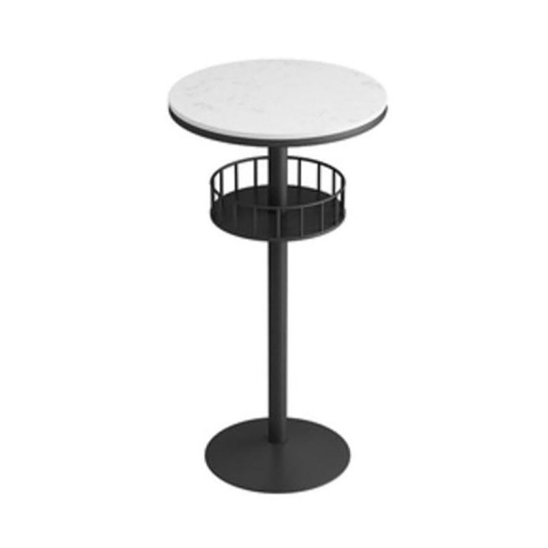 Marble Indoor Glam Bar Dining Table Iron Bistro Table with Single Pedestal Black White Round Clearhalo 'Bar Furniture' 'Bar Tables' 'bar_tables' 'furn' 'furn_bar_tables' 'Furniture' 'furniture_bar_tables' 'Kitchen & Dining Furniture' 'kitchen&dining_furn' 'kitchen' 4296230