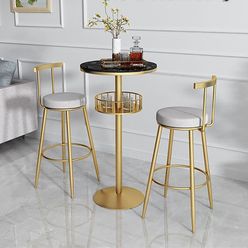 Marble Indoor Glam Bar Dining Table Iron Bistro Table with Single Pedestal Clearhalo 'Bar Furniture' 'Bar Tables' 'bar_tables' 'furn' 'furn_bar_tables' 'Furniture' 'furniture_bar_tables' 'Kitchen & Dining Furniture' 'kitchen&dining_furn' 'kitchen' 4296234