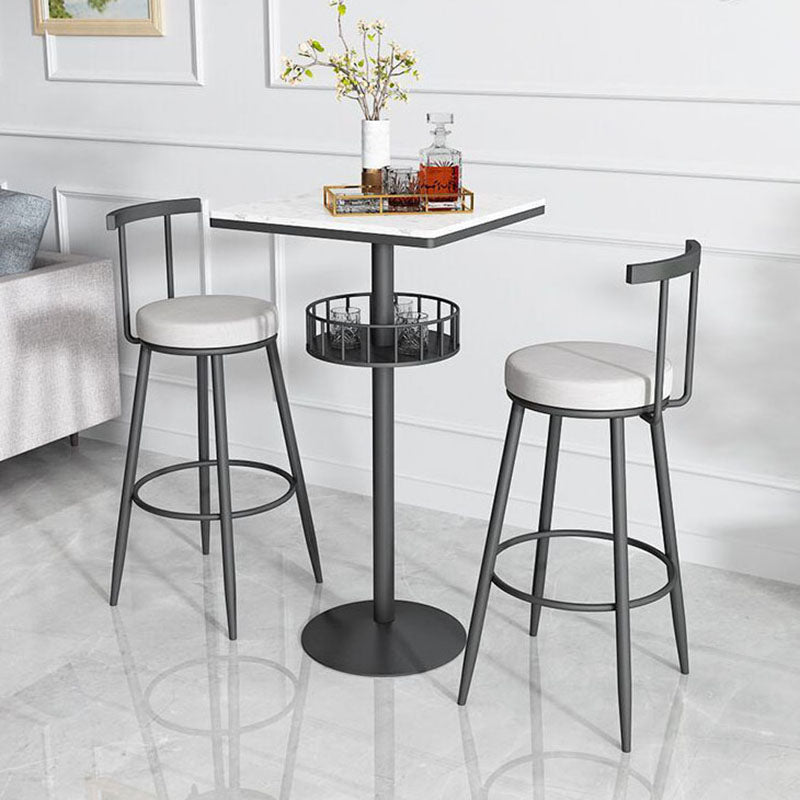 Marble Indoor Glam Bar Dining Table Iron Bistro Table with Single Pedestal Black White Square Clearhalo 'Bar Furniture' 'Bar Tables' 'bar_tables' 'furn' 'furn_bar_tables' 'Furniture' 'furniture_bar_tables' 'Kitchen & Dining Furniture' 'kitchen&dining_furn' 'kitchen' 4296235