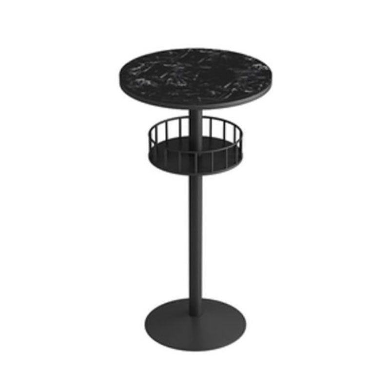 Marble Indoor Glam Bar Dining Table Iron Bistro Table with Single Pedestal Black Black Round Clearhalo 'Bar Furniture' 'Bar Tables' 'bar_tables' 'furn' 'furn_bar_tables' 'Furniture' 'furniture_bar_tables' 'Kitchen & Dining Furniture' 'kitchen&dining_furn' 'kitchen' 4296237