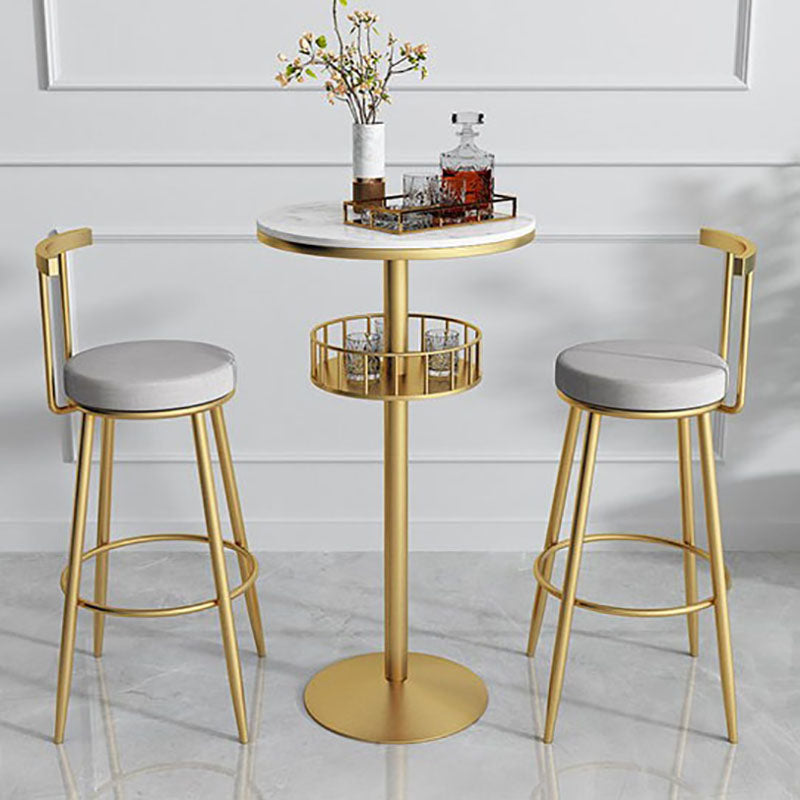 Marble Indoor Glam Bar Dining Table Iron Bistro Table with Single Pedestal Clearhalo 'Bar Furniture' 'Bar Tables' 'bar_tables' 'furn' 'furn_bar_tables' 'Furniture' 'furniture_bar_tables' 'Kitchen & Dining Furniture' 'kitchen&dining_furn' 'kitchen' 4296240