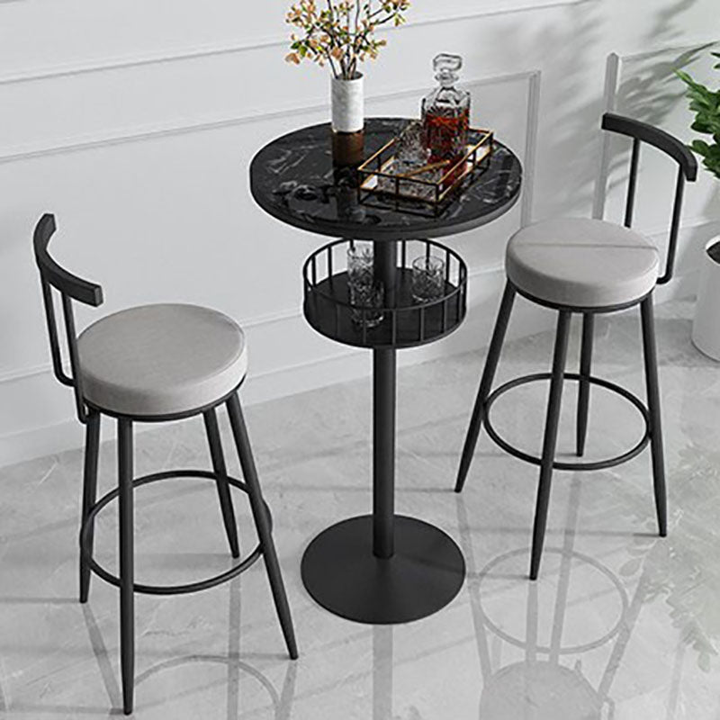 Marble Indoor Glam Bar Dining Table Iron Bistro Table with Single Pedestal Clearhalo 'Bar Furniture' 'Bar Tables' 'bar_tables' 'furn' 'furn_bar_tables' 'Furniture' 'furniture_bar_tables' 'Kitchen & Dining Furniture' 'kitchen&dining_furn' 'kitchen' 4296241
