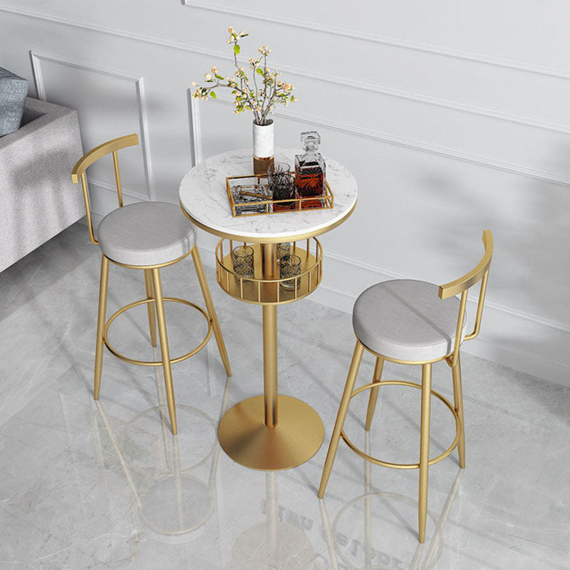 Marble Indoor Glam Bar Dining Table Iron Bistro Table with Single Pedestal Clearhalo 'Bar Furniture' 'Bar Tables' 'bar_tables' 'furn' 'furn_bar_tables' 'Furniture' 'furniture_bar_tables' 'Kitchen & Dining Furniture' 'kitchen&dining_furn' 'kitchen' 4296243