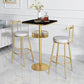 Marble Indoor Glam Bar Dining Table Iron Bistro Table with Single Pedestal Gold Black Square Clearhalo 'Bar Furniture' 'Bar Tables' 'bar_tables' 'furn' 'furn_bar_tables' 'Furniture' 'furniture_bar_tables' 'Kitchen & Dining Furniture' 'kitchen&dining_furn' 'kitchen' 4296244