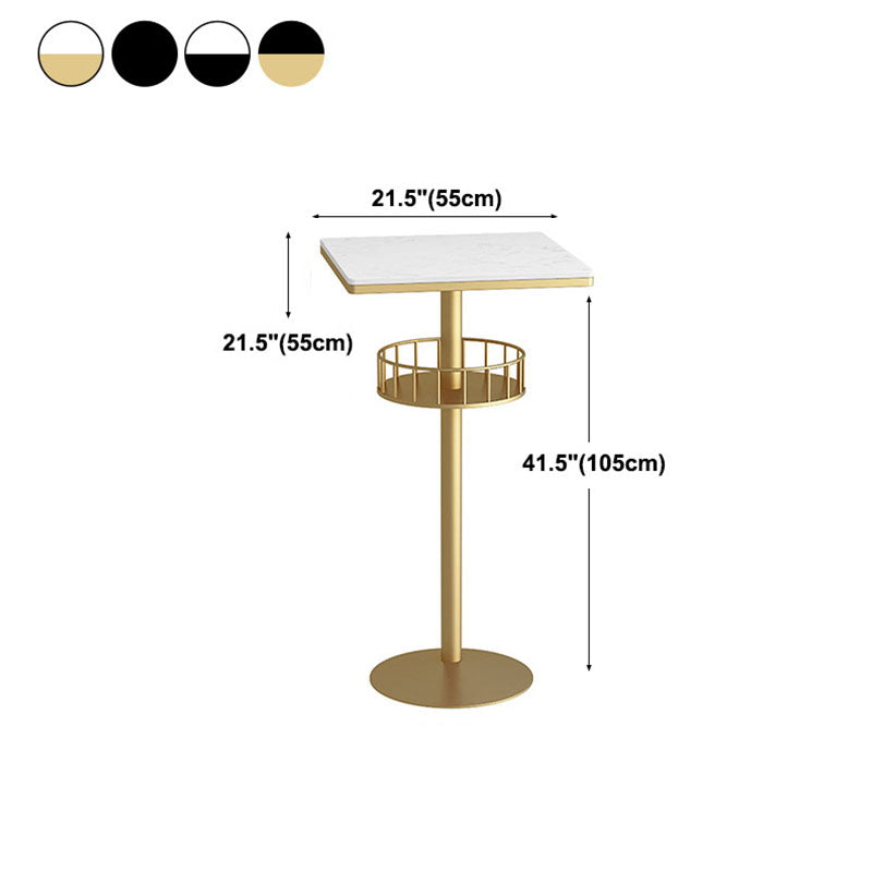 Marble Indoor Glam Bar Dining Table Iron Bistro Table with Single Pedestal Clearhalo 'Bar Furniture' 'Bar Tables' 'bar_tables' 'furn' 'furn_bar_tables' 'Furniture' 'furniture_bar_tables' 'Kitchen & Dining Furniture' 'kitchen&dining_furn' 'kitchen' 4296246