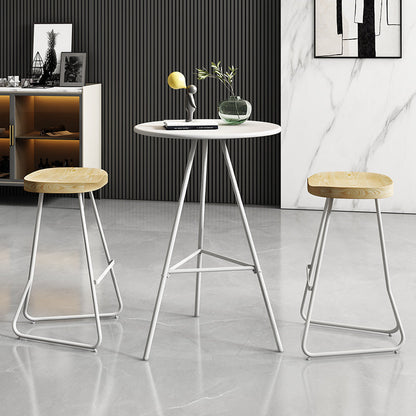 Round Indoor Industrial Bar Dining Table Iron Tripod Pedestal Bistro Table with Footrest White Without Chairs Clearhalo 'Bar Furniture' 'Bar Tables' 'bar_tables' 'furn' 'furn_bar_tables' 'Furniture' 'furniture_bar_tables' 'Kitchen & Dining Furniture' 'kitchen&dining_furn' 'kitchen' 4296248