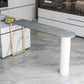 Nordic Glam Style Bar Table Stone and Metal Pub Table- 42"H X 16"W Gold Gray Clearhalo 'Bar Furniture' 'Bar Tables' 'bar_tables' 'furn' 'furn_bar_tables' 'Furniture' 'furniture_bar_tables' 'Kitchen & Dining Furniture' 'kitchen&dining_furn' 'kitchen' 4296265