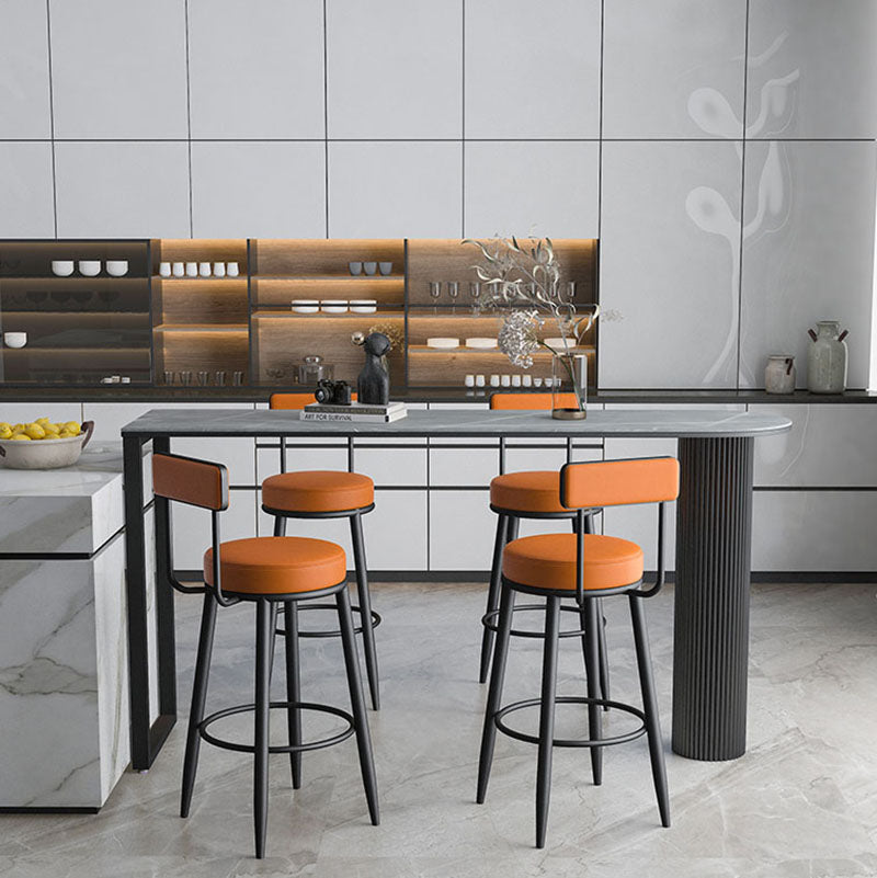 Nordic Glam Style Bar Table Stone and Metal Pub Table- 42"H X 16"W 55.1"L x 15.7"W x 41.3"H Black Gray Clearhalo 'Bar Furniture' 'Bar Tables' 'bar_tables' 'furn' 'furn_bar_tables' 'Furniture' 'furniture_bar_tables' 'Kitchen & Dining Furniture' 'kitchen&dining_furn' 'kitchen' 4296267