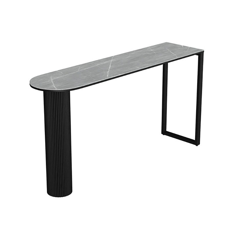 Nordic Glam Style Bar Table Stone and Metal Pub Table- 42"H X 16"W Clearhalo 'Bar Furniture' 'Bar Tables' 'bar_tables' 'furn' 'furn_bar_tables' 'Furniture' 'furniture_bar_tables' 'Kitchen & Dining Furniture' 'kitchen&dining_furn' 'kitchen' 4296268