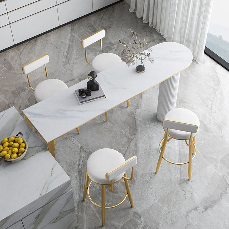 Nordic Glam Style Bar Table Stone and Metal Pub Table- 42"H X 16"W Clearhalo 'Bar Furniture' 'Bar Tables' 'bar_tables' 'furn' 'furn_bar_tables' 'Furniture' 'furniture_bar_tables' 'Kitchen & Dining Furniture' 'kitchen&dining_furn' 'kitchen' 4296273