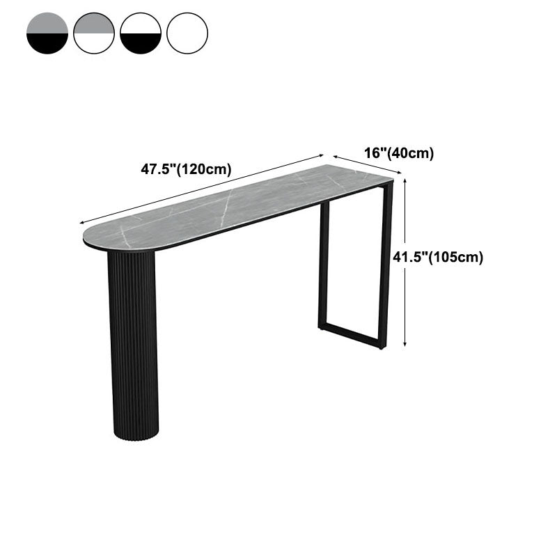 Nordic Glam Style Bar Table Stone and Metal Pub Table- 42"H X 16"W Clearhalo 'Bar Furniture' 'Bar Tables' 'bar_tables' 'furn' 'furn_bar_tables' 'Furniture' 'furniture_bar_tables' 'Kitchen & Dining Furniture' 'kitchen&dining_furn' 'kitchen' 4296276