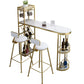 Stone Indoor Glam Bar Dining Table Metal Double Pedestal Bistro Table with Wine Rack Clearhalo 'Bar Furniture' 'Bar Tables' 'bar_tables' 'furn' 'furn_bar_tables' 'Furniture' 'furniture_bar_tables' 'Kitchen & Dining Furniture' 'kitchen&dining_furn' 'kitchen' 4296285