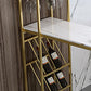 Stone Indoor Glam Bar Dining Table Metal Double Pedestal Bistro Table with Wine Rack Clearhalo 'Bar Furniture' 'Bar Tables' 'bar_tables' 'furn' 'furn_bar_tables' 'Furniture' 'furniture_bar_tables' 'Kitchen & Dining Furniture' 'kitchen&dining_furn' 'kitchen' 4296286
