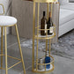 Stone Indoor Glam Bar Dining Table Metal Double Pedestal Bistro Table with Wine Rack Clearhalo 'Bar Furniture' 'Bar Tables' 'bar_tables' 'furn' 'furn_bar_tables' 'Furniture' 'furniture_bar_tables' 'Kitchen & Dining Furniture' 'kitchen&dining_furn' 'kitchen' 4296288