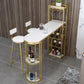 Stone Indoor Glam Bar Dining Table Metal Double Pedestal Bistro Table with Wine Rack Clearhalo 'Bar Furniture' 'Bar Tables' 'bar_tables' 'furn' 'furn_bar_tables' 'Furniture' 'furniture_bar_tables' 'Kitchen & Dining Furniture' 'kitchen&dining_furn' 'kitchen' 4296289