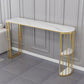 Nordic Glam Style Bar Table 42-inch Height Metal Base Bistro Table for Dining Room 86.6"L x 15.7"W x 41.3"H Gold Without Chairs Clearhalo 'Bar Furniture' 'Bar Tables' 'bar_tables' 'furn' 'furn_bar_tables' 'Furniture' 'furniture_bar_tables' 'Kitchen & Dining Furniture' 'kitchen&dining_furn' 'kitchen' 4296296