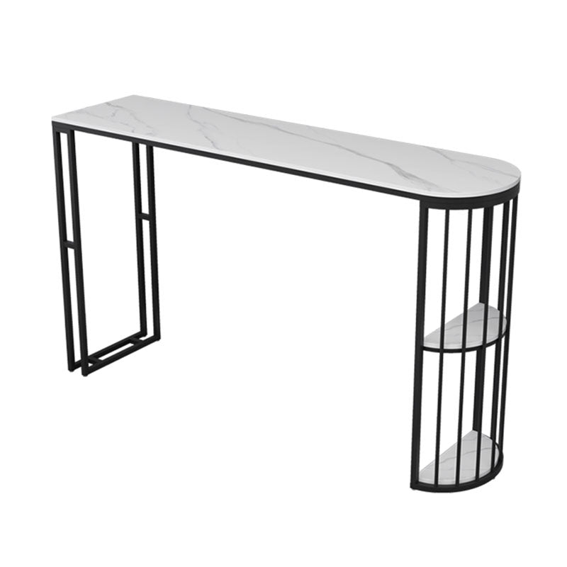 Nordic Glam Style Bar Table 42-inch Height Metal Base Bistro Table for Dining Room Black Without Chairs Clearhalo 'Bar Furniture' 'Bar Tables' 'bar_tables' 'furn' 'furn_bar_tables' 'Furniture' 'furniture_bar_tables' 'Kitchen & Dining Furniture' 'kitchen&dining_furn' 'kitchen' 4296301