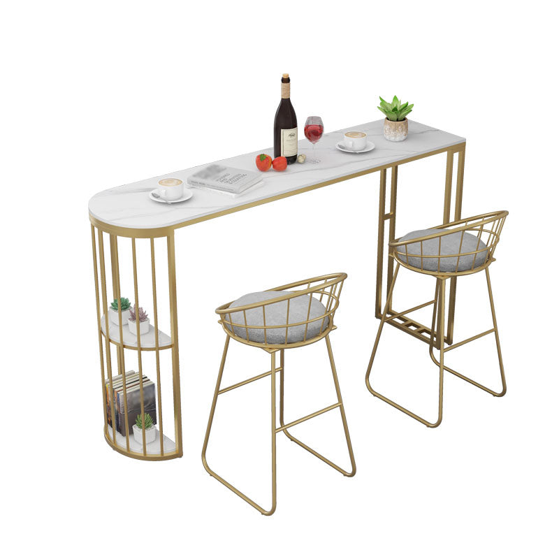 Nordic Glam Style Bar Table 42-inch Height Metal Base Bistro Table for Dining Room Clearhalo 'Bar Furniture' 'Bar Tables' 'bar_tables' 'furn' 'furn_bar_tables' 'Furniture' 'furniture_bar_tables' 'Kitchen & Dining Furniture' 'kitchen&dining_furn' 'kitchen' 4296302