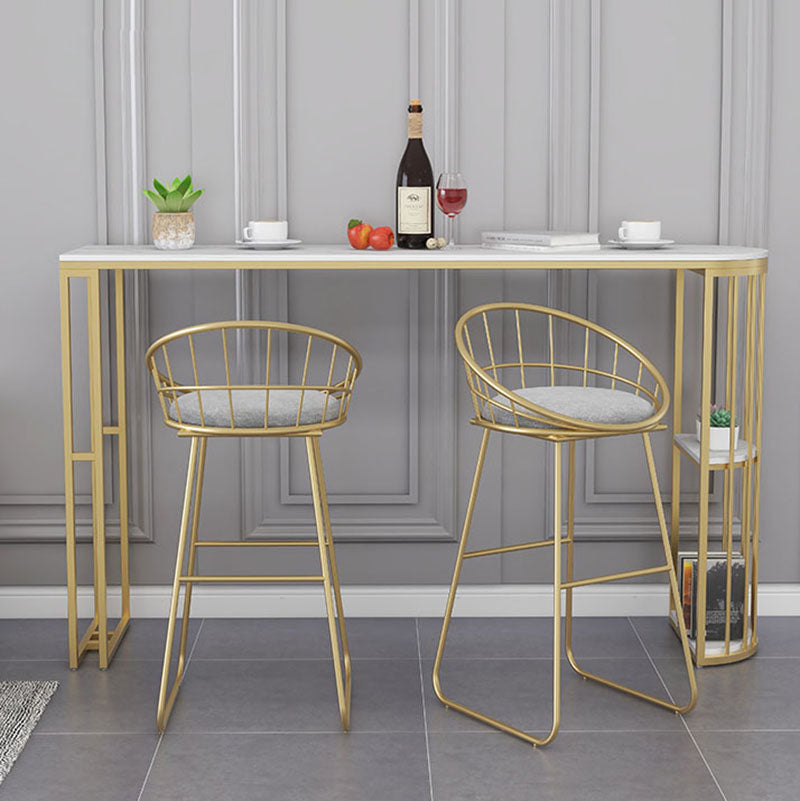 Nordic Glam Style Bar Table 42-inch Height Metal Base Bistro Table for Dining Room 63"L x 15.7"W x 41.3"H Gold Without Chairs Clearhalo 'Bar Furniture' 'Bar Tables' 'bar_tables' 'furn' 'furn_bar_tables' 'Furniture' 'furniture_bar_tables' 'Kitchen & Dining Furniture' 'kitchen&dining_furn' 'kitchen' 4296304