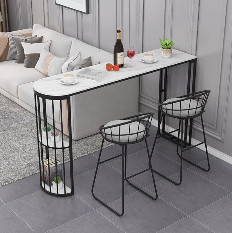 Nordic Glam Style Bar Table 42-inch Height Metal Base Bistro Table for Dining Room 70.9"L x 15.7"W x 41.3"H Black Without Chairs Clearhalo 'Bar Furniture' 'Bar Tables' 'bar_tables' 'furn' 'furn_bar_tables' 'Furniture' 'furniture_bar_tables' 'Kitchen & Dining Furniture' 'kitchen&dining_furn' 'kitchen' 4296308