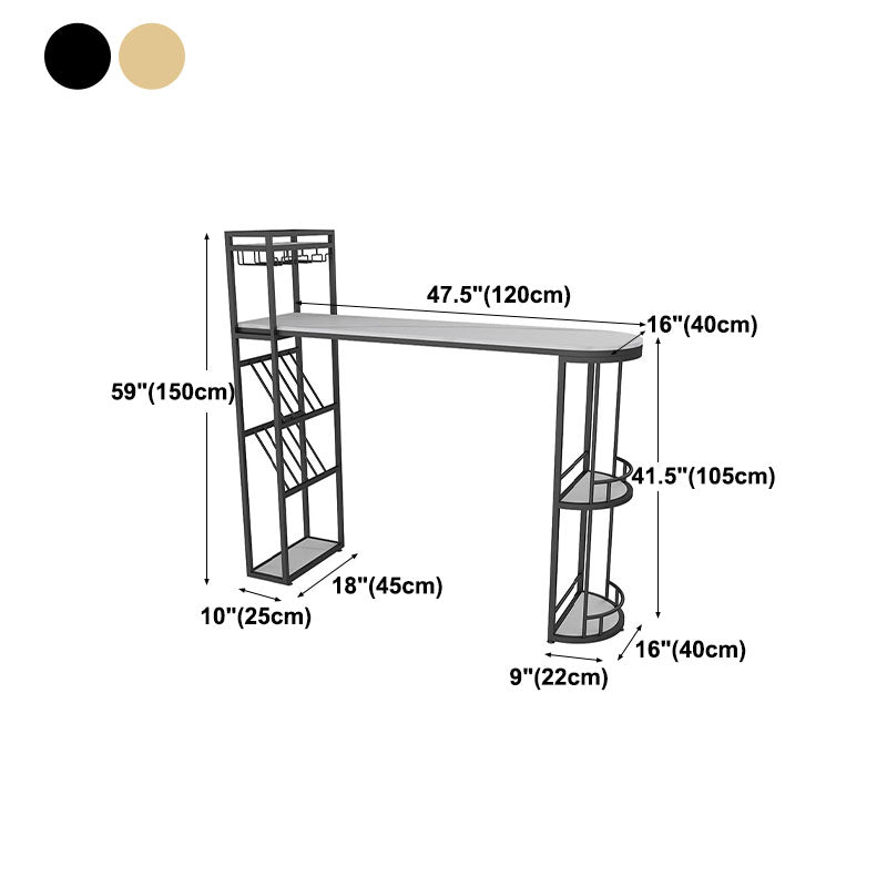 Stone Indoor Glam Bar Dining Table Iron Double Pedestal Bistro Table with Wine Rack Clearhalo 'Bar Furniture' 'Bar Tables' 'bar_tables' 'Furniture' 'furniture_bar_tables' 'Kitchen & Dining Furniture' 'kitchen&dining_furn' 'kitchen' 4296329