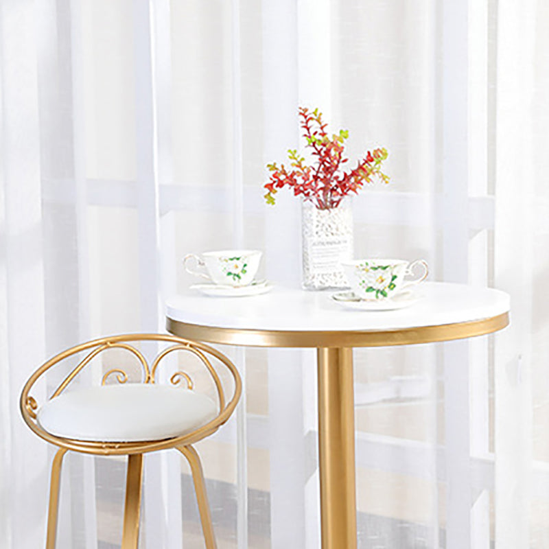 Industrial Gold Bar Table 21.6"W Round Top White Wood Bistro Table for Breakroom Clearhalo 'Bar Furniture' 'Bar Tables' 'bar_tables' 'furn' 'furn_bar_tables' 'Furniture' 'furniture_bar_tables' 'Kitchen & Dining Furniture' 'kitchen&dining_furn' 'kitchen' 4296357