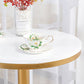 Industrial Gold Bar Table 21.6"W Round Top White Wood Bistro Table for Breakroom Clearhalo 'Bar Furniture' 'Bar Tables' 'bar_tables' 'furn' 'furn_bar_tables' 'Furniture' 'furniture_bar_tables' 'Kitchen & Dining Furniture' 'kitchen&dining_furn' 'kitchen' 4296360