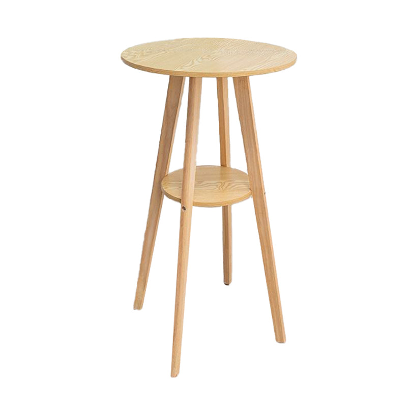 Industrial Natural Wood Bar Table 23.6"W Round Top Bistro Table for Cafe Storage Included Without Chairs Clearhalo 'Bar Furniture' 'Bar Tables' 'bar_tables' 'furn' 'furn_bar_tables' 'Furniture' 'furniture_bar_tables' 'Kitchen & Dining Furniture' 'kitchen&dining_furn' 'kitchen' 4296364