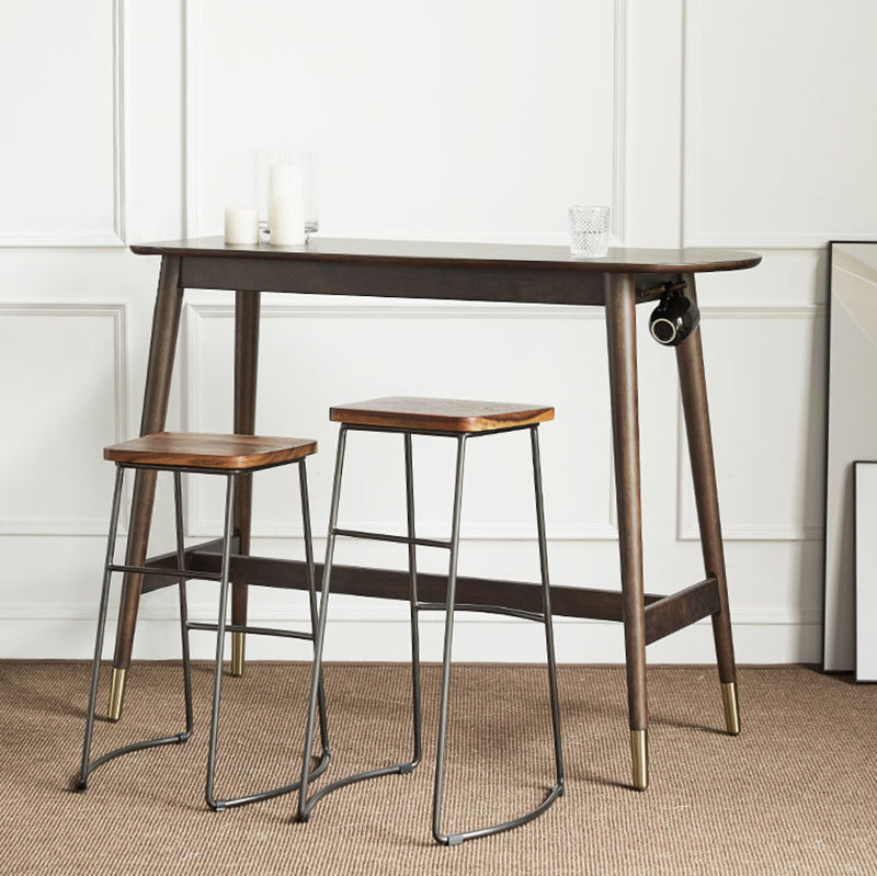 Industrial Wood Trestle Bar Table Specialty Indoor Bistro Table - 53" x 18" x 40" Clearhalo 'Bar Furniture' 'Bar Tables' 'bar_tables' 'furn' 'furn_bar_tables' 'Furniture' 'furniture_bar_tables' 'Kitchen & Dining Furniture' 'kitchen&dining_furn' 'kitchen' 4296388