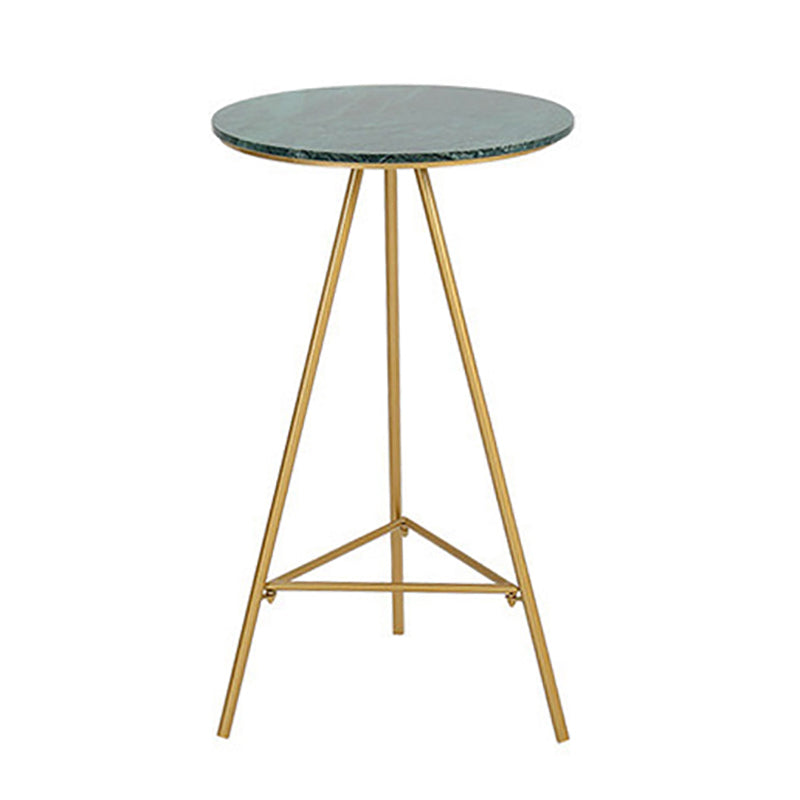 Glam Style Gold Iron Bar Table Round Top Marble Indoor Bistro Table - 23.6"W x 41.3"H Green Without Chairs Clearhalo 'Bar Furniture' 'Bar Tables' 'bar_tables' 'furn' 'furn_bar_tables' 'Furniture' 'furniture_bar_tables' 'Kitchen & Dining Furniture' 'kitchen&dining_furn' 'kitchen' 4296392