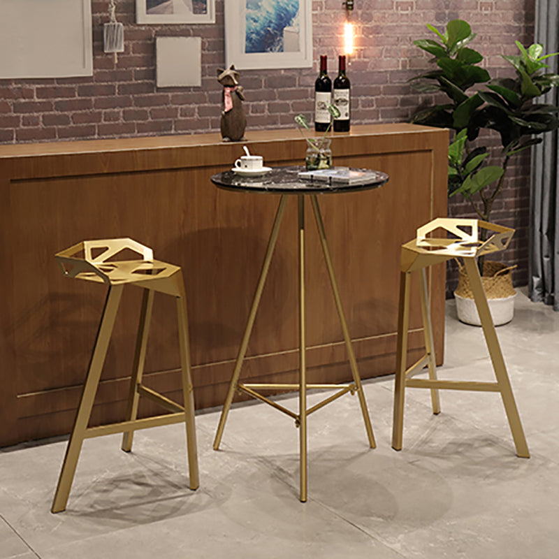 Glam Style Gold Iron Bar Table Round Top Marble Indoor Bistro Table - 23.6"W x 41.3"H Clearhalo 'Bar Furniture' 'Bar Tables' 'bar_tables' 'furn' 'furn_bar_tables' 'Furniture' 'furniture_bar_tables' 'Kitchen & Dining Furniture' 'kitchen&dining_furn' 'kitchen' 4296393