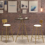 Glam Style Gold Iron Bar Table Round Top Marble Indoor Bistro Table - 23.6"W x 41.3"H Clearhalo 'Bar Furniture' 'Bar Tables' 'bar_tables' 'furn' 'furn_bar_tables' 'Furniture' 'furniture_bar_tables' 'Kitchen & Dining Furniture' 'kitchen&dining_furn' 'kitchen' 4296394