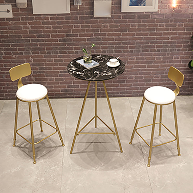 Glam Style Gold Iron Bar Table Round Top Marble Indoor Bistro Table - 23.6"W x 41.3"H Clearhalo 'Bar Furniture' 'Bar Tables' 'bar_tables' 'furn' 'furn_bar_tables' 'Furniture' 'furniture_bar_tables' 'Kitchen & Dining Furniture' 'kitchen&dining_furn' 'kitchen' 4296395