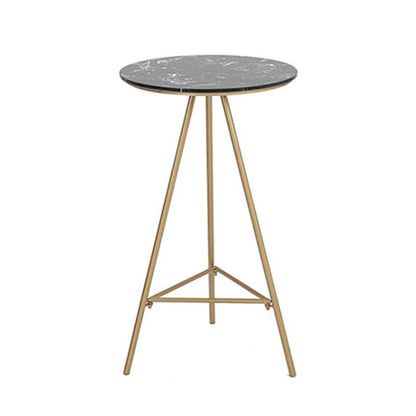 Glam Style Gold Iron Bar Table Round Top Marble Indoor Bistro Table - 23.6"W x 41.3"H Black Without Chairs Clearhalo 'Bar Furniture' 'Bar Tables' 'bar_tables' 'furn' 'furn_bar_tables' 'Furniture' 'furniture_bar_tables' 'Kitchen & Dining Furniture' 'kitchen&dining_furn' 'kitchen' 4296396