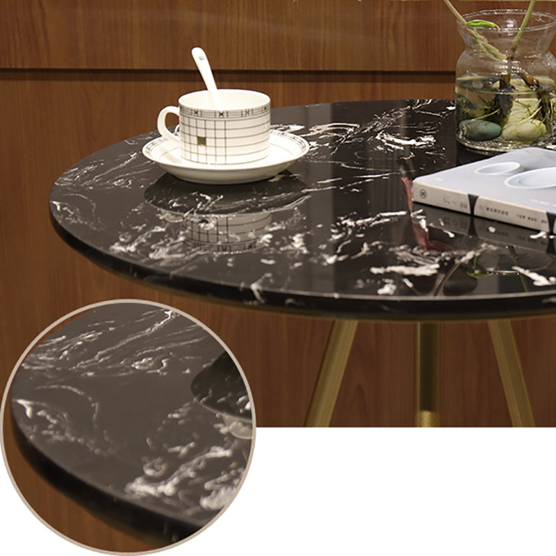 Glam Style Gold Iron Bar Table Round Top Marble Indoor Bistro Table - 23.6"W x 41.3"H Clearhalo 'Bar Furniture' 'Bar Tables' 'bar_tables' 'furn' 'furn_bar_tables' 'Furniture' 'furniture_bar_tables' 'Kitchen & Dining Furniture' 'kitchen&dining_furn' 'kitchen' 4296398