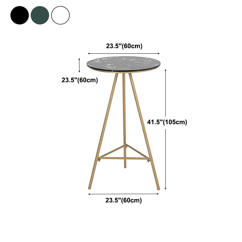 Glam Style Gold Iron Bar Table Round Top Marble Indoor Bistro Table - 23.6"W x 41.3"H Clearhalo 'Bar Furniture' 'Bar Tables' 'bar_tables' 'furn' 'furn_bar_tables' 'Furniture' 'furniture_bar_tables' 'Kitchen & Dining Furniture' 'kitchen&dining_furn' 'kitchen' 4296403