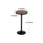 Industrial Black Iron Bar Table 21.6"W Round Top Brown Wood Bistro Table for Cafe Clearhalo 'Bar Furniture' 'Bar Tables' 'bar_tables' 'furn' 'furn_bar_tables' 'Furniture' 'furniture_bar_tables' 'Kitchen & Dining Furniture' 'kitchen&dining_furn' 'kitchen' 4296414