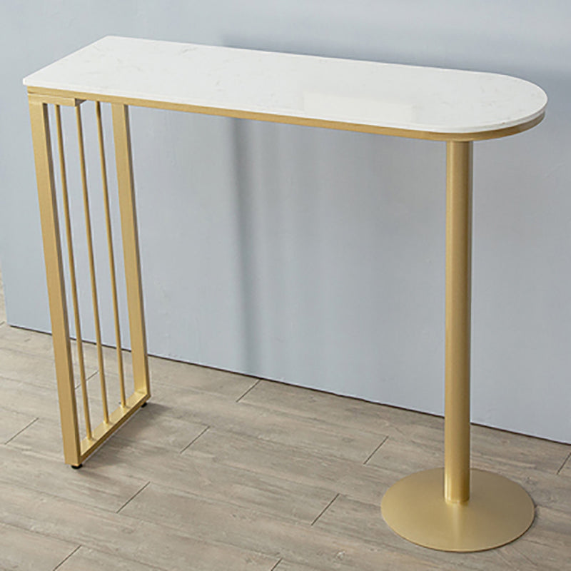 Industrial Style 41.3"H Bar Table Faux Marble White Top Specialty Bistro Table Gold Without Chairs Clearhalo 'Bar Furniture' 'Bar Tables' 'bar_tables' 'furn' 'furn_bar_tables' 'Furniture' 'furniture_bar_tables' 'Kitchen & Dining Furniture' 'kitchen&dining_furn' 'kitchen' 4296416