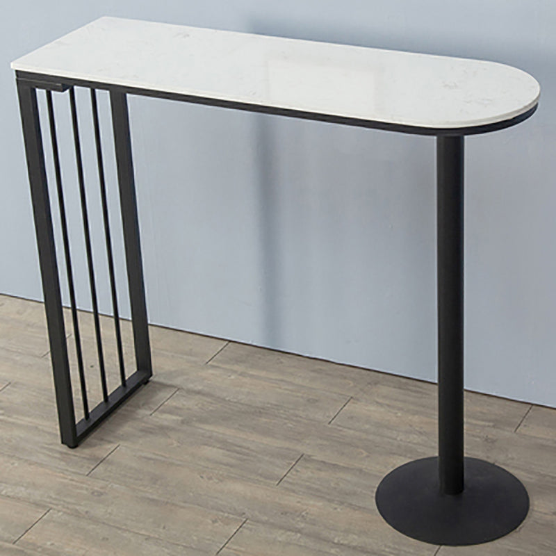Industrial Style 41.3"H Bar Table Faux Marble White Top Specialty Bistro Table Black Without Chairs Clearhalo 'Bar Furniture' 'Bar Tables' 'bar_tables' 'furn' 'furn_bar_tables' 'Furniture' 'furniture_bar_tables' 'Kitchen & Dining Furniture' 'kitchen&dining_furn' 'kitchen' 4296417