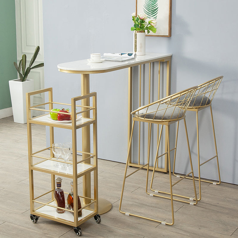 Industrial Style 41.3"H Bar Table Faux Marble White Top Specialty Bistro Table Clearhalo 'Bar Furniture' 'Bar Tables' 'bar_tables' 'furn' 'furn_bar_tables' 'Furniture' 'furniture_bar_tables' 'Kitchen & Dining Furniture' 'kitchen&dining_furn' 'kitchen' 4296418