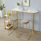 Industrial Style 41.3"H Bar Table Faux Marble White Top Specialty Bistro Table Clearhalo 'Bar Furniture' 'Bar Tables' 'bar_tables' 'furn' 'furn_bar_tables' 'Furniture' 'furniture_bar_tables' 'Kitchen & Dining Furniture' 'kitchen&dining_furn' 'kitchen' 4296419