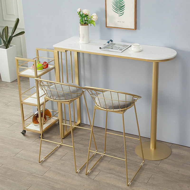 Industrial Style 41.3"H Bar Table Faux Marble White Top Specialty Bistro Table Clearhalo 'Bar Furniture' 'Bar Tables' 'bar_tables' 'furn' 'furn_bar_tables' 'Furniture' 'furniture_bar_tables' 'Kitchen & Dining Furniture' 'kitchen&dining_furn' 'kitchen' 4296419