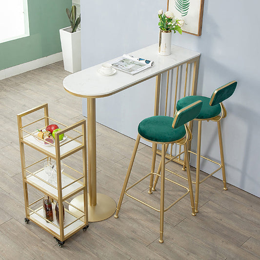 Industrial Style 41.3"H Bar Table Faux Marble White Top Specialty Bistro Table Clearhalo 'Bar Furniture' 'Bar Tables' 'bar_tables' 'furn' 'furn_bar_tables' 'Furniture' 'furniture_bar_tables' 'Kitchen & Dining Furniture' 'kitchen&dining_furn' 'kitchen' 4296426