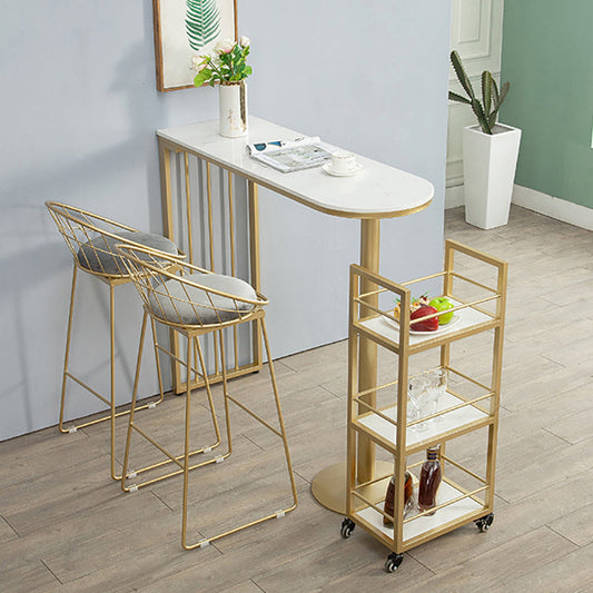 Industrial Style 41.3"H Bar Table Faux Marble White Top Specialty Bistro Table Clearhalo 'Bar Furniture' 'Bar Tables' 'bar_tables' 'furn' 'furn_bar_tables' 'Furniture' 'furniture_bar_tables' 'Kitchen & Dining Furniture' 'kitchen&dining_furn' 'kitchen' 4296427