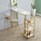 Industrial Style 41.3"H Bar Table Faux Marble White Top Specialty Bistro Table Clearhalo 'Bar Furniture' 'Bar Tables' 'bar_tables' 'furn' 'furn_bar_tables' 'Furniture' 'furniture_bar_tables' 'Kitchen & Dining Furniture' 'kitchen&dining_furn' 'kitchen' 4296427