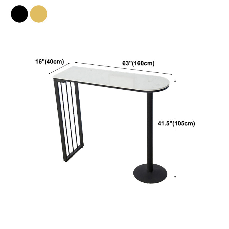 Industrial Style 41.3"H Bar Table Faux Marble White Top Specialty Bistro Table Clearhalo 'Bar Furniture' 'Bar Tables' 'bar_tables' 'furn' 'furn_bar_tables' 'Furniture' 'furniture_bar_tables' 'Kitchen & Dining Furniture' 'kitchen&dining_furn' 'kitchen' 4296432